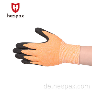 Hespax gelb geschnittenem Widerstandsnitrilhandschuhe HPPE GRIPED